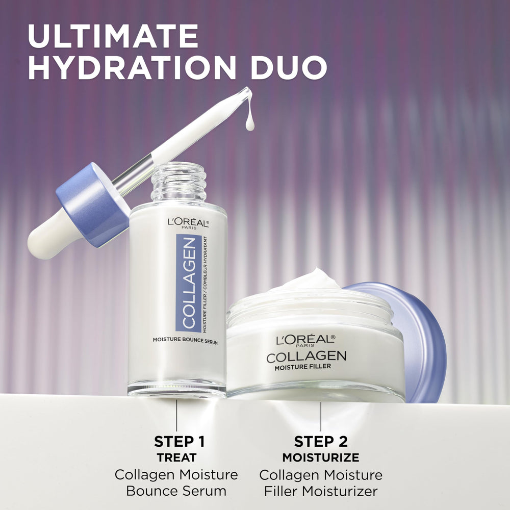 Loreal Paris Collagen Moisture Filler face detail hints plump refreshed look.