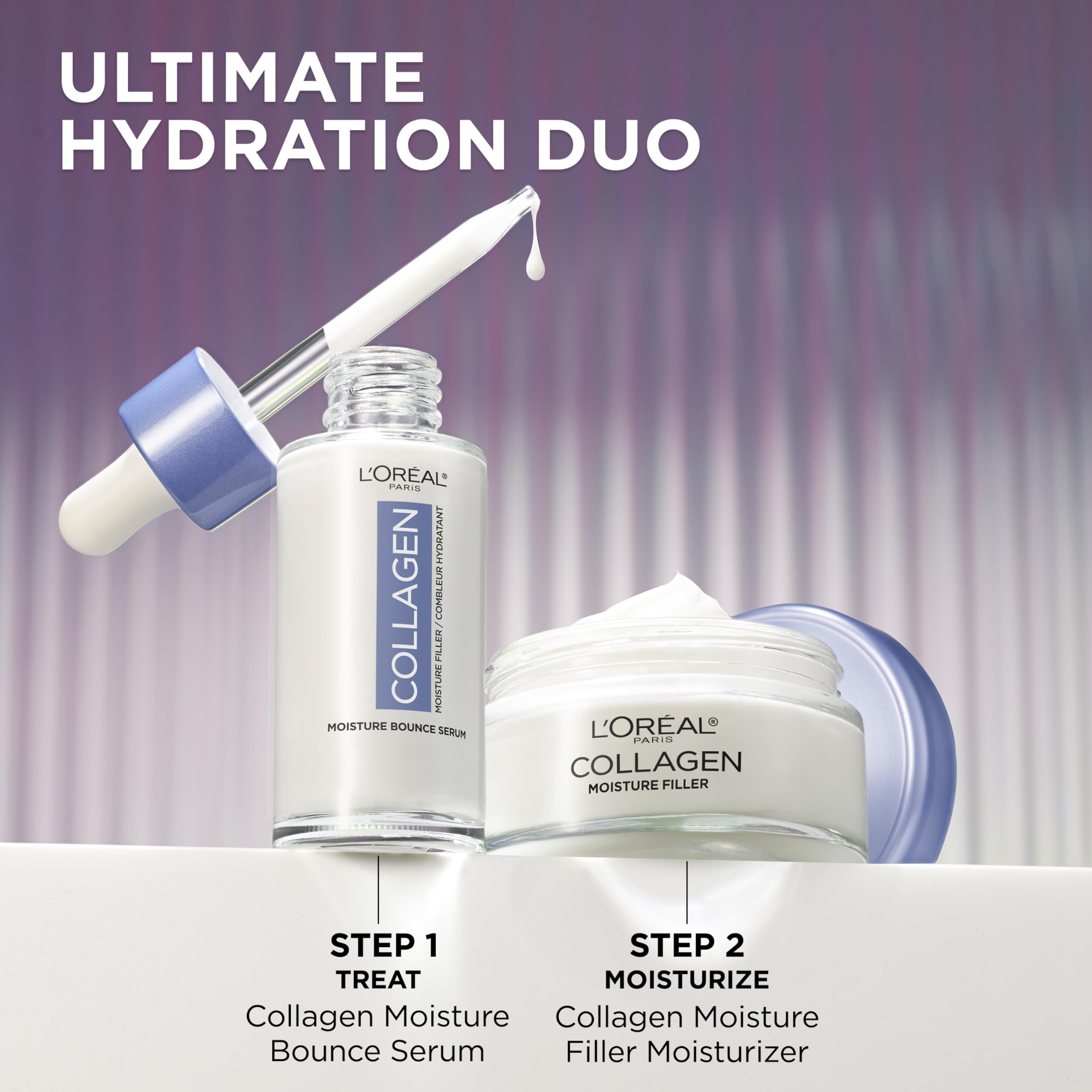 Loreal Paris Collagen Moisture Filler face detail hints plump refreshed look.