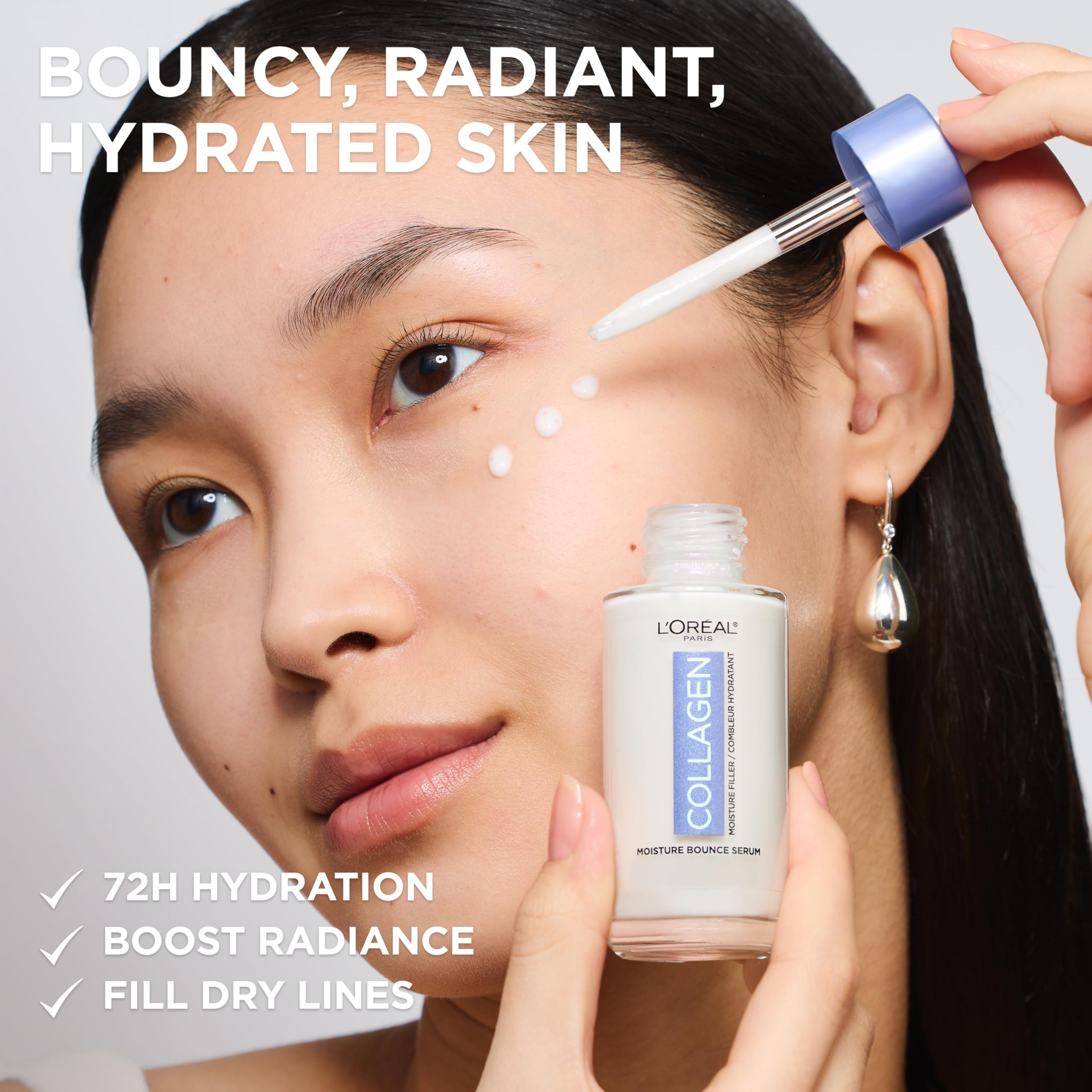 Loreal Paris Collagen Moisture Filler pearlescent texture close-up with instant glow.