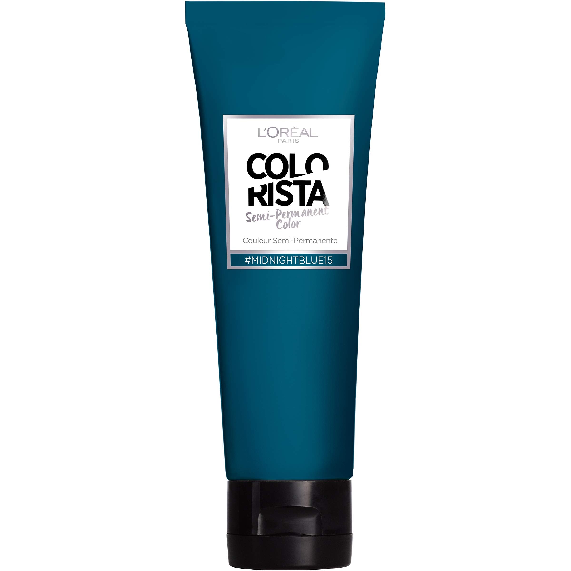 L’Oréal Paris Colorista Midnight Blue vegan formula highlighted in product shot.