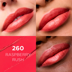 L'Oreal Paris Colour Riche Raspberry Rush bullet demonstrates creamy texture and long-lasting comfort