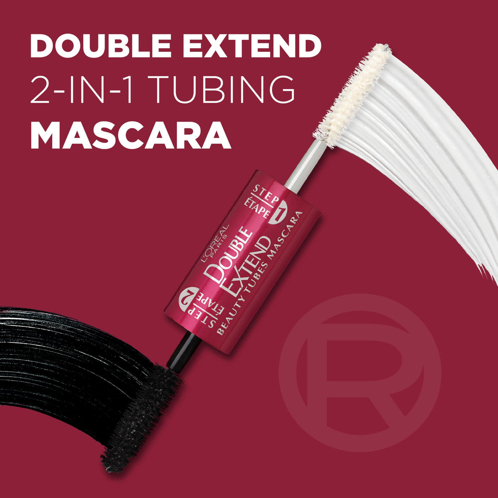 L'Oreal Paris Double Extend topcoat brush distributes lengthening tubing evenly