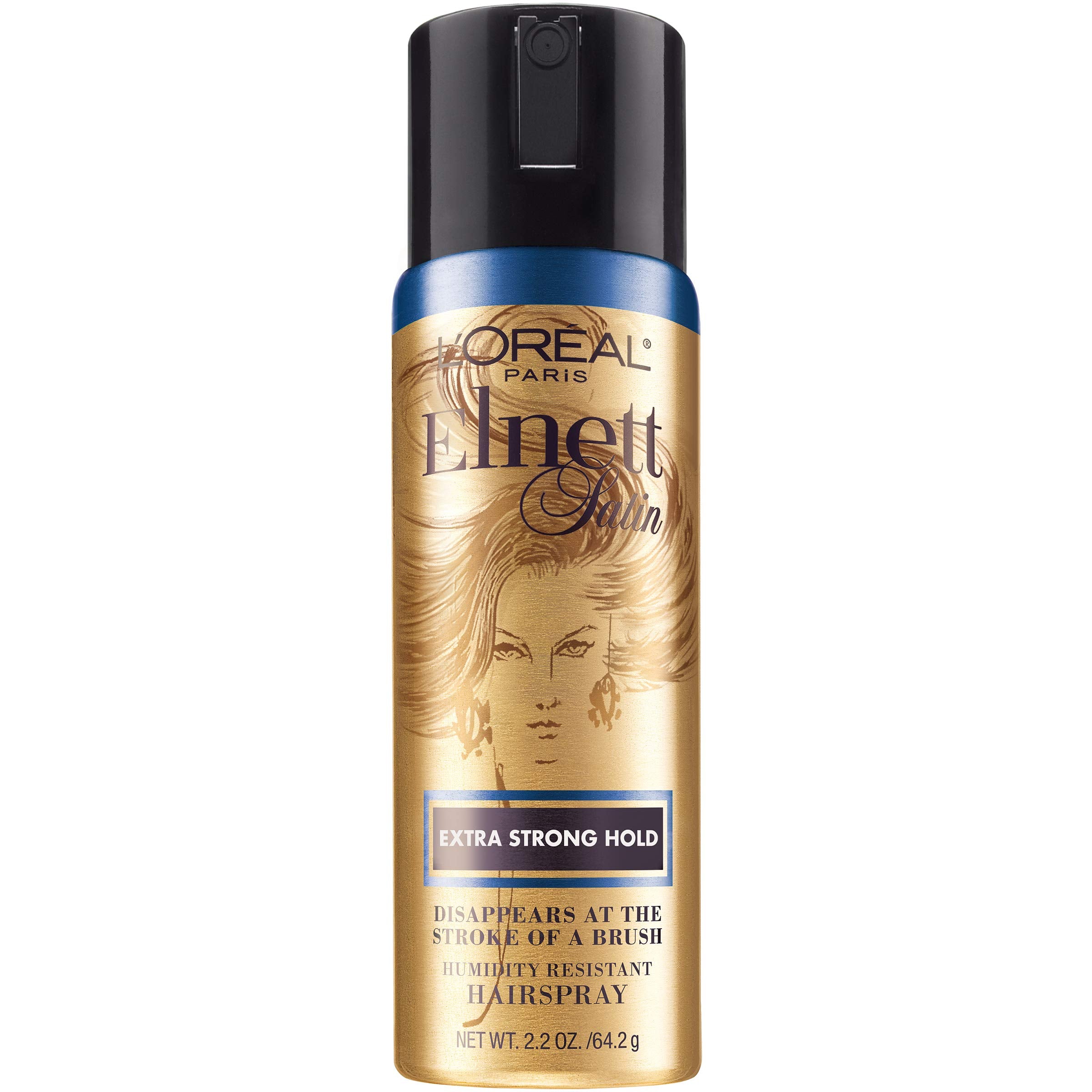 L'Oreal Paris Elnett extra-strong hold application spray mid-use demonstrates lasting style