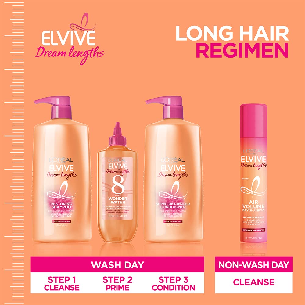 L’Oréal Paris Elvive Dream Lengths Air Volume Dry Shampoo bottle with floral fruity scent