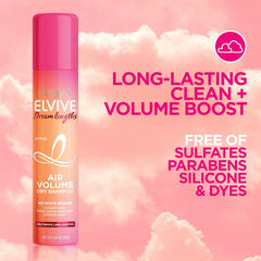 L’Oréal Paris Elvive Dream Lengths Air Volume Dry Shampoo close-up showing volumized hair