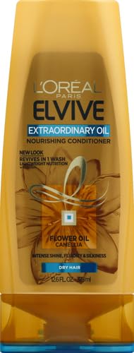 L'Oreal Paris Elvive Extraordinary Oil Conditioner dispense shows easy, lightweight application