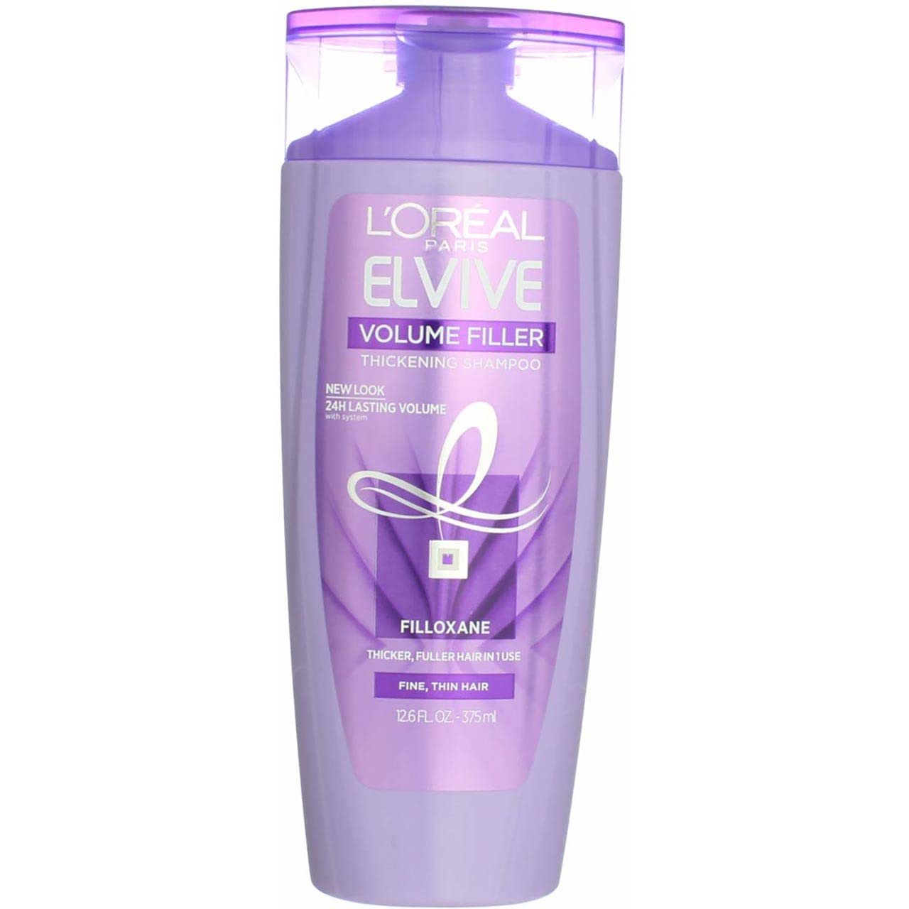L'Oreal Paris Elvive Volume Filler bottle close-up for thicker-looking hair