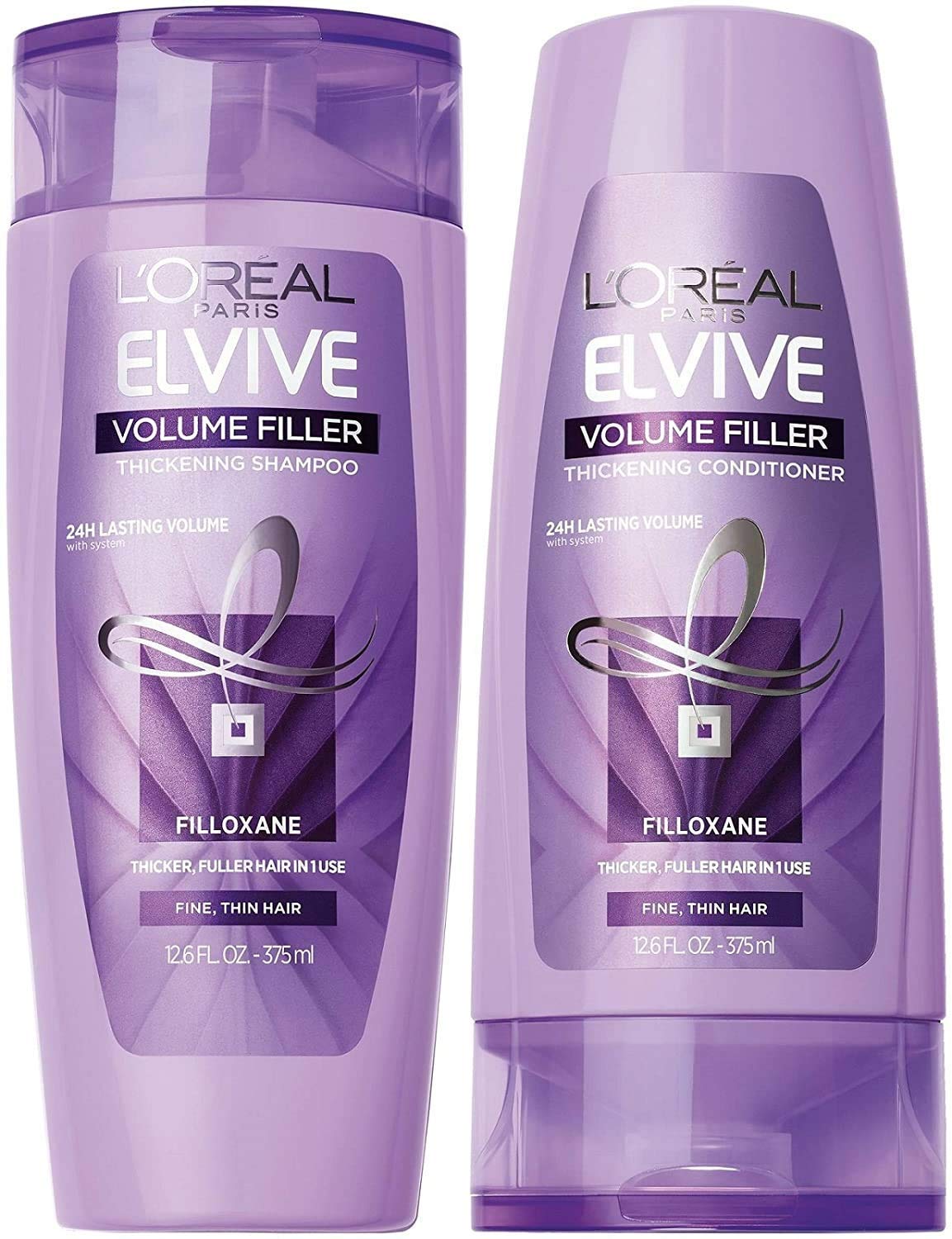 L'Oreal Paris Elvive Volume Filler shampoo bottle delivering volumizing lift for everyday hair