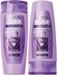 L'Oreal Paris Elvive Volume Filler shampoo bottle delivering volumizing lift for everyday hair