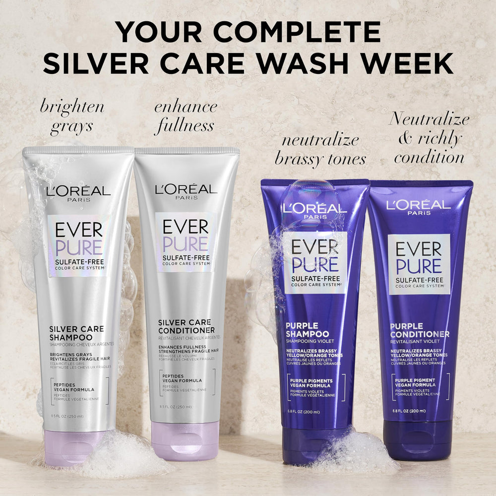 L'Oreal Paris EverPure shampoo lather on wet hair before rinse.