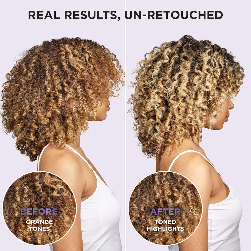 L'Oreal Paris EverPure model hair shows cooler blonde tone after use