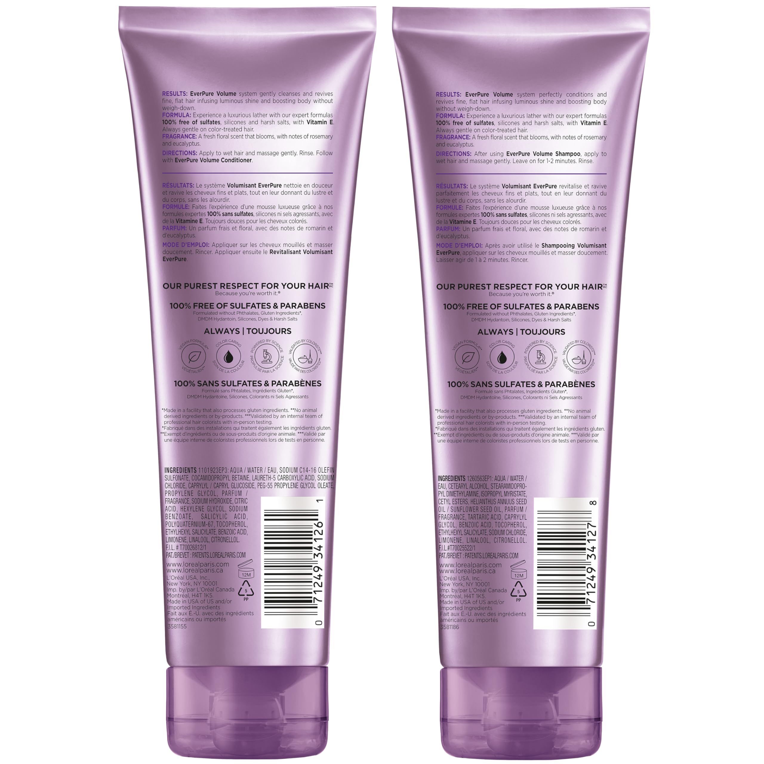 L'Oreal Paris EverPure fine hair volume boost visual implies lift and body for daily styling.