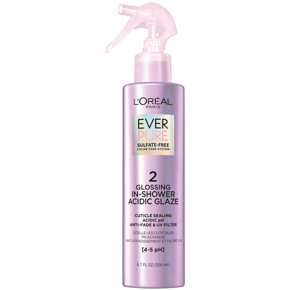 L'Oreal Paris EverPure Glossing Shampoo Bottle shows color-safe shine for all hair types.