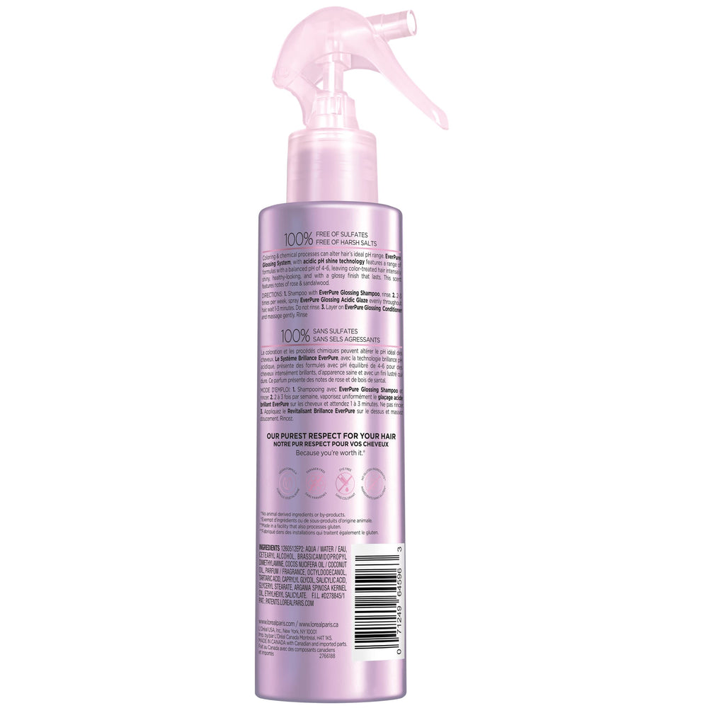 L'Oreal Paris EverPure Glossing Shine close-up underscores long-lasting glossy finish.
