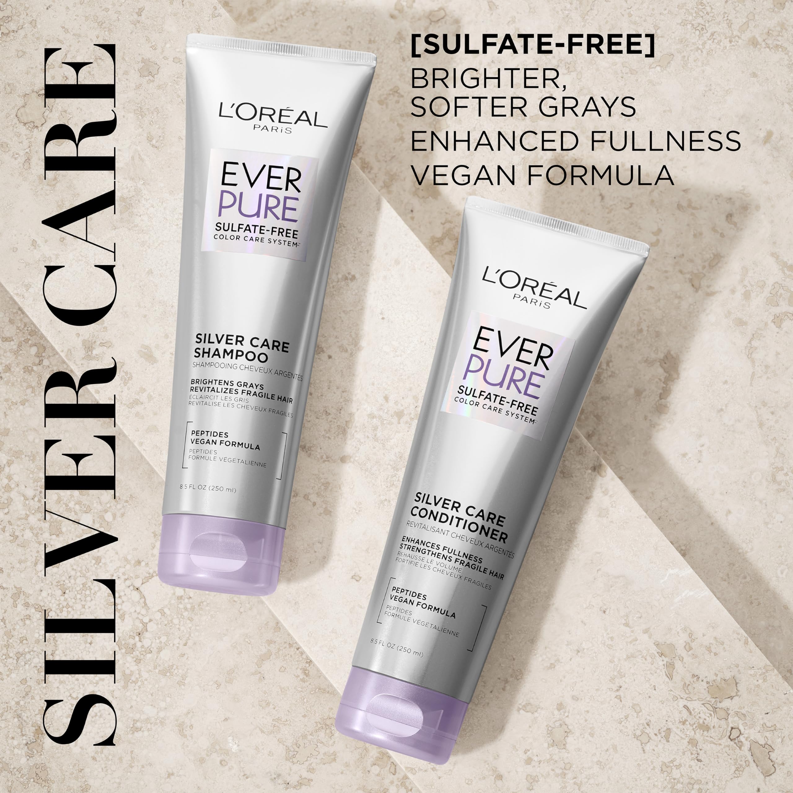 L'Oreal Paris EverPure silver care conditioner tube gives smooth, nourished ends.