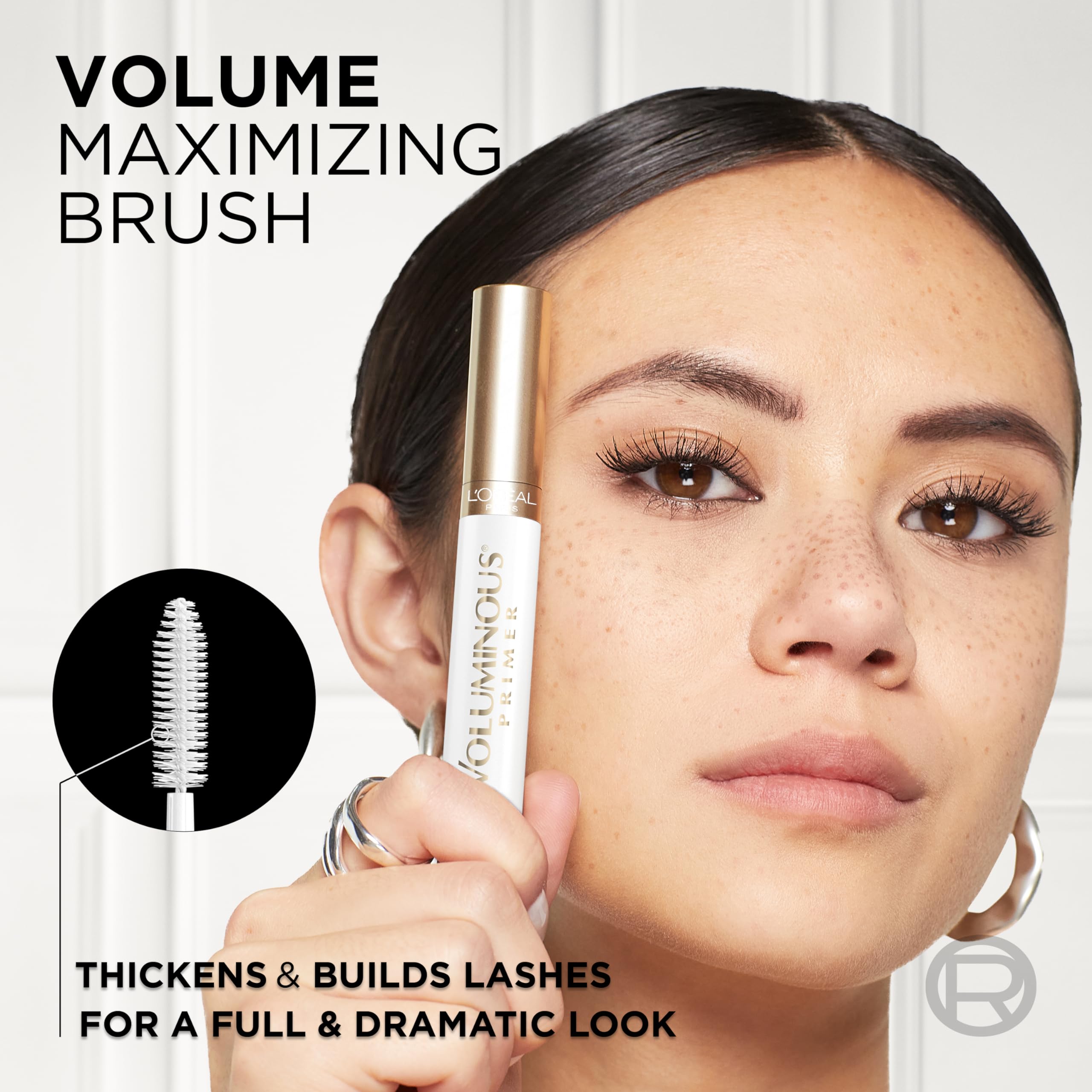 L'Oreal Paris eye makeup prepped with primer for smoother mascara