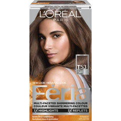 L'Oreal Paris Feria bottle close-up highlighting shimmering color payoff.