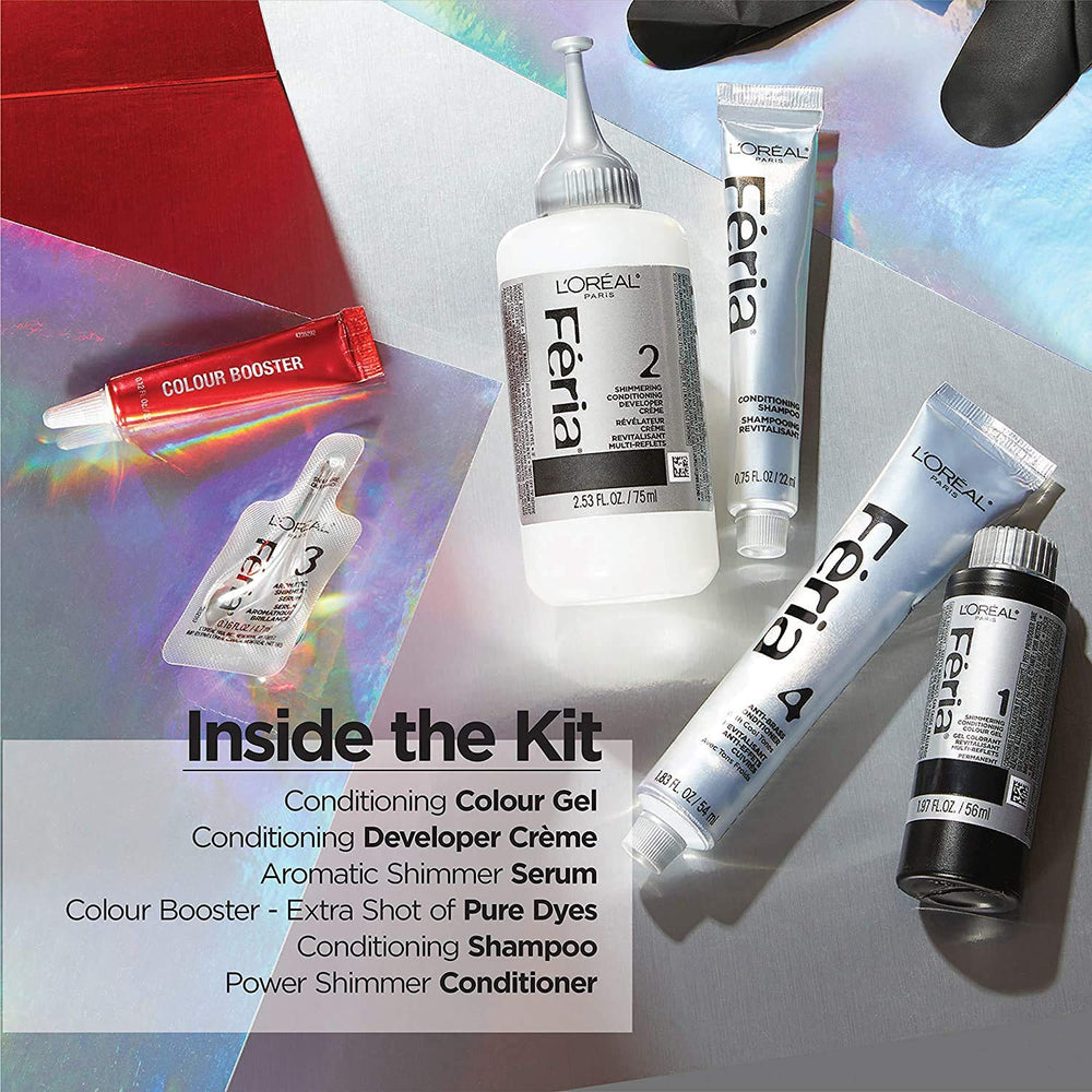 L'Oreal Paris Feria color swatches demonstrate multi-faceted shimmer for striking looks