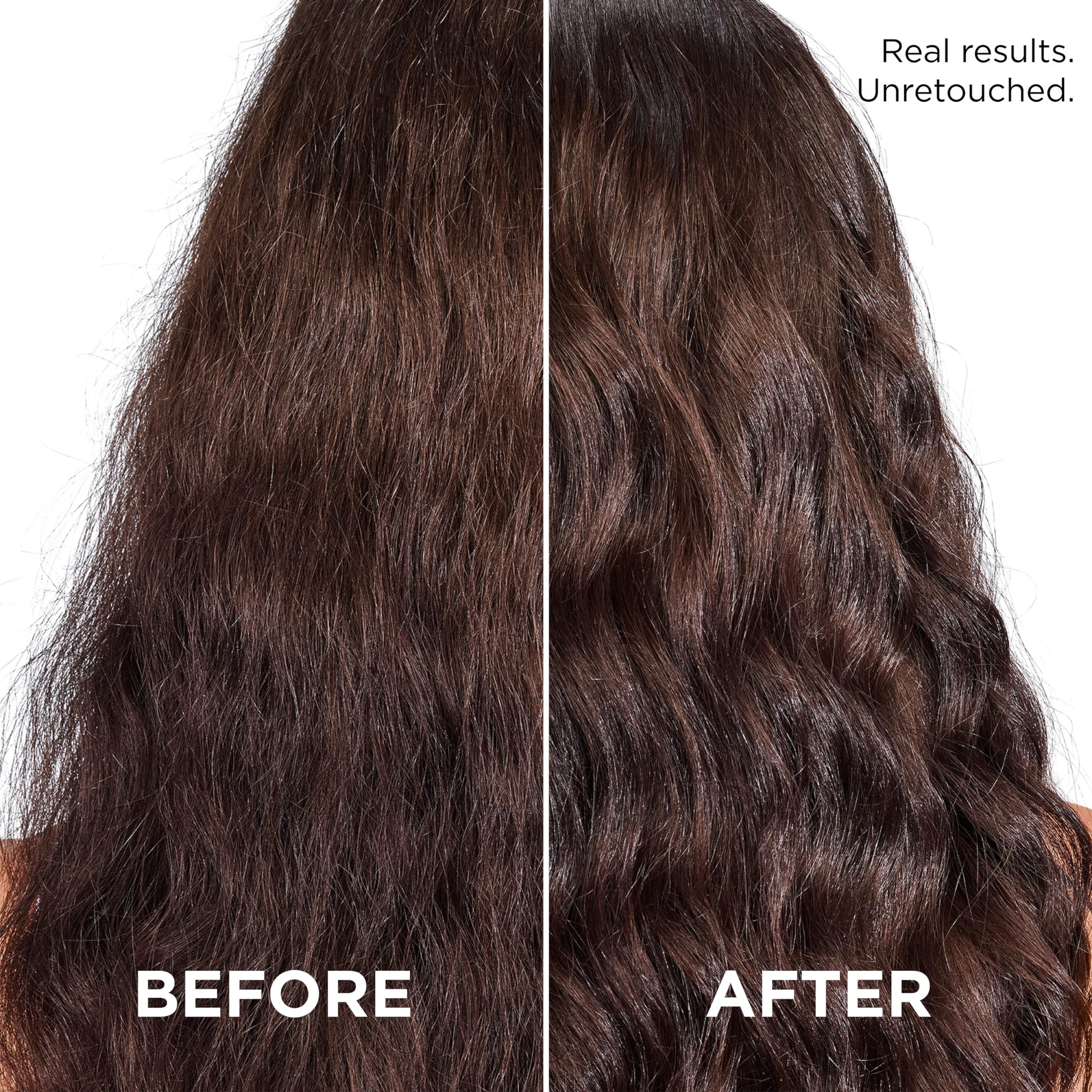 LOreal Paris Frizz Defy Conditioner rinse shot highlighting detangling and frizz resistance.