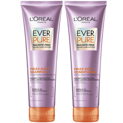 LOreal Paris Frizz Defy Shampoo bottle promoting frizz control and color protection for humid days.