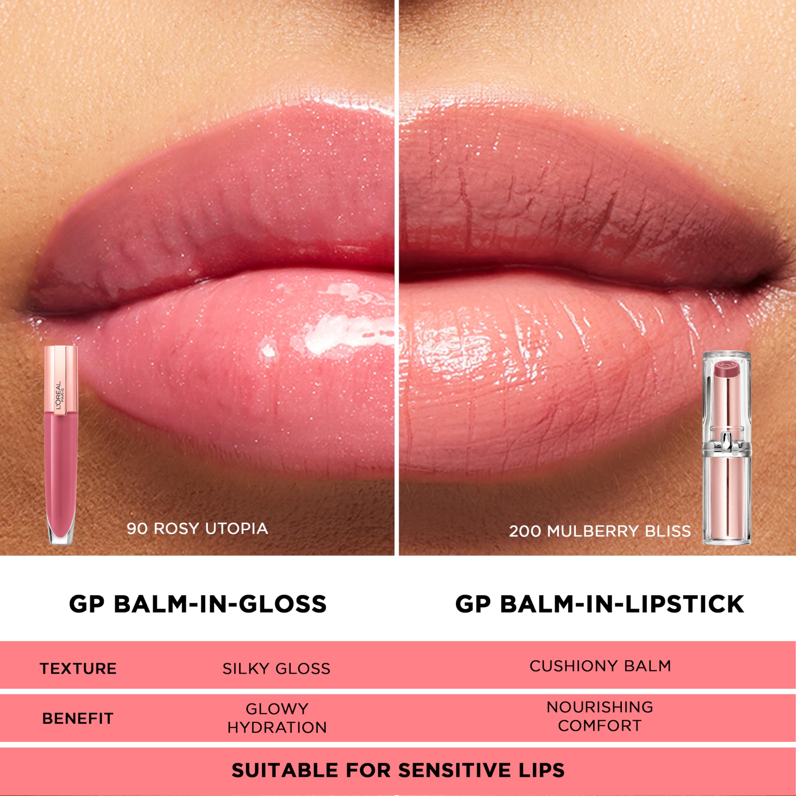 L'Oreal Paris Glow Paradise Hyaluronic Acid ingredient highlights hydration benefits.