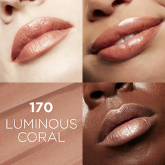 L’Oréal Paris Glow Paradise muestra color coral en labios con textura envolvente e hidratación.