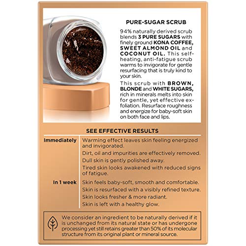 L’Oréal Paris Pure Sugar Scrub: partículas de azucar blanca y rubia para exfoliación gentil.