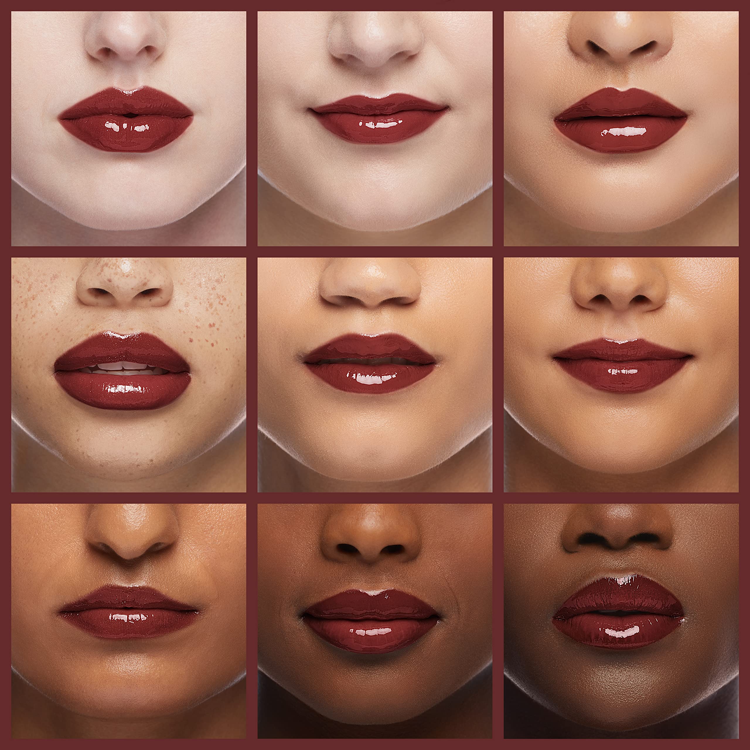 L’Oréal Paris Infallible Raisin on lips shows smooth, glossy finish