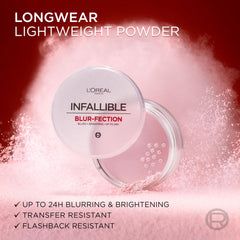 L'Oreal Paris Infallible Blur-fection applying brush shows precise setting and light mattifying.