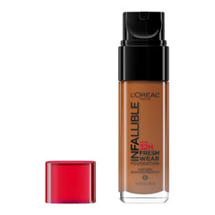 L'Oreal Paris Infallible foundation bottle close-up showing weightless wear and SPF 25.