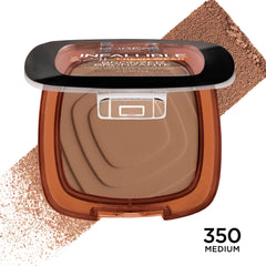 L'Oreal Paris Infallible bronzer application swirls demonstrating easy blend for natural glow.