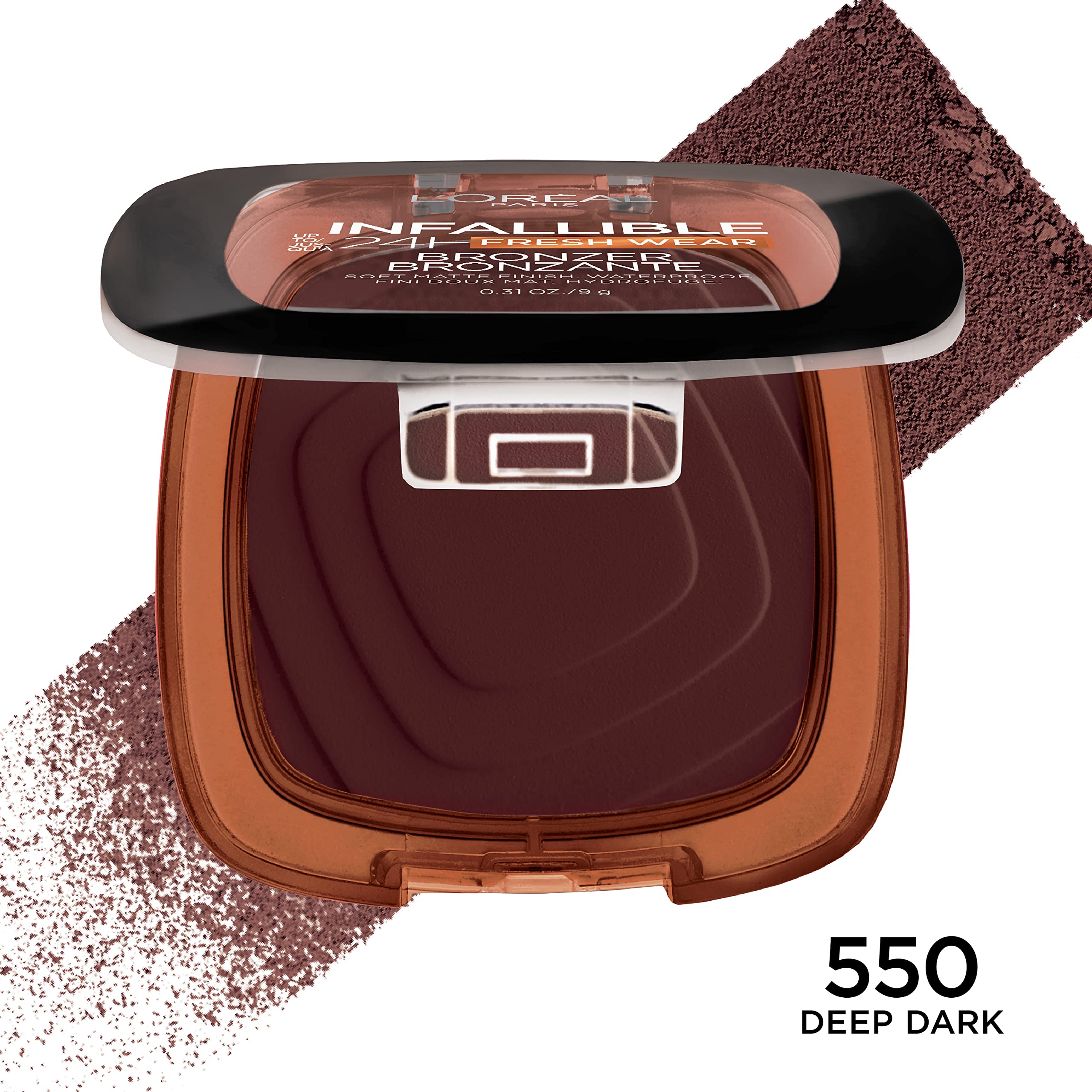 L'Oreal Paris Infallible bronzer delivers waterproof, transfer-proof wear during outdoor activities.