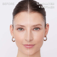 L'Oreal Paris Infallible brow lamination swatches highlight clear/transparent gel capability.