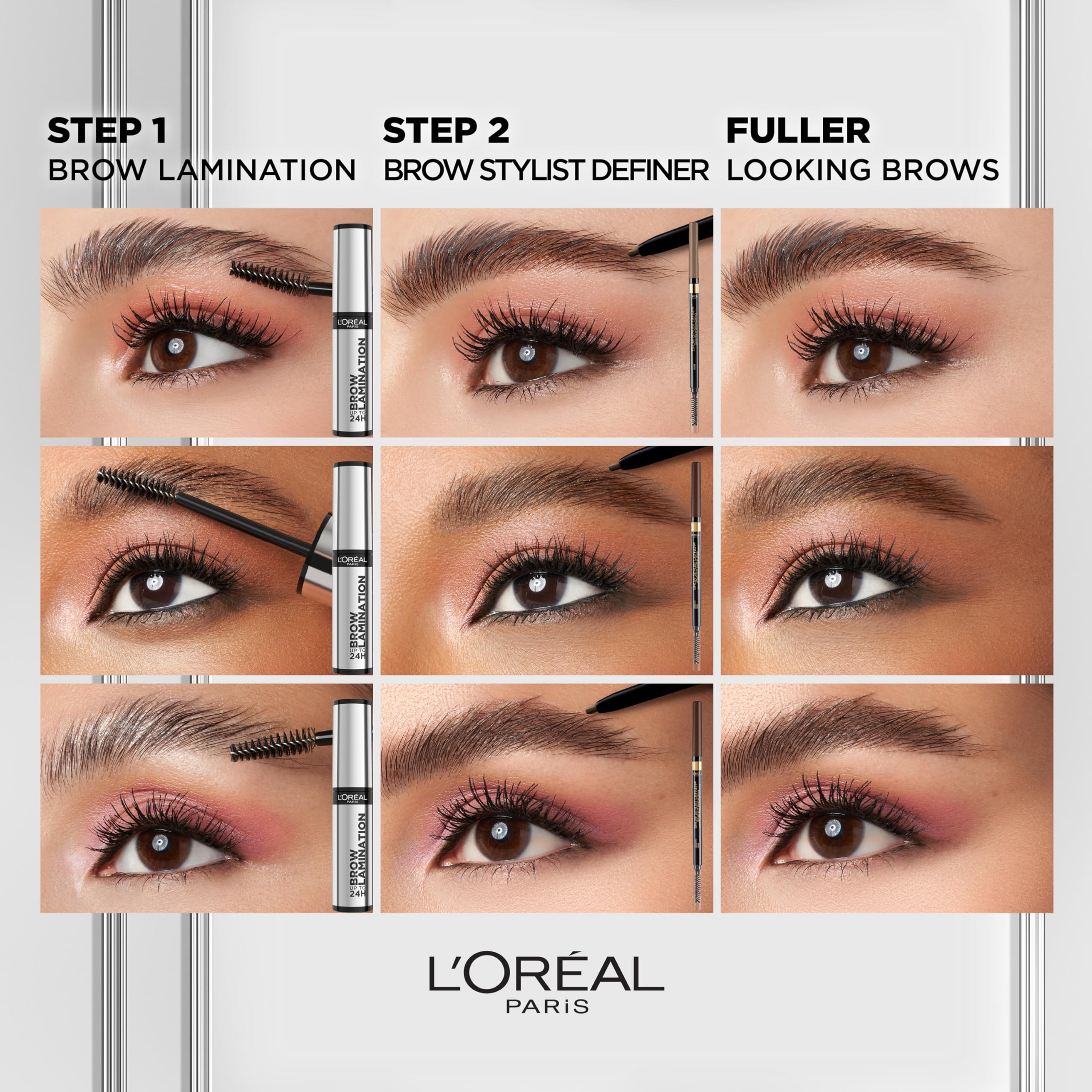 L'Oreal Paris Infallible brow lamination water-resistant formula maintains shape.