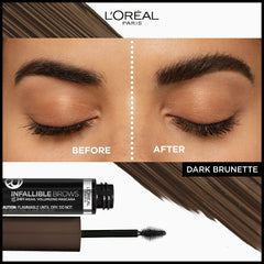 L'Oreal Paris Infallible Brow Mascara 3D micro-grip brush close-up boosts volume.