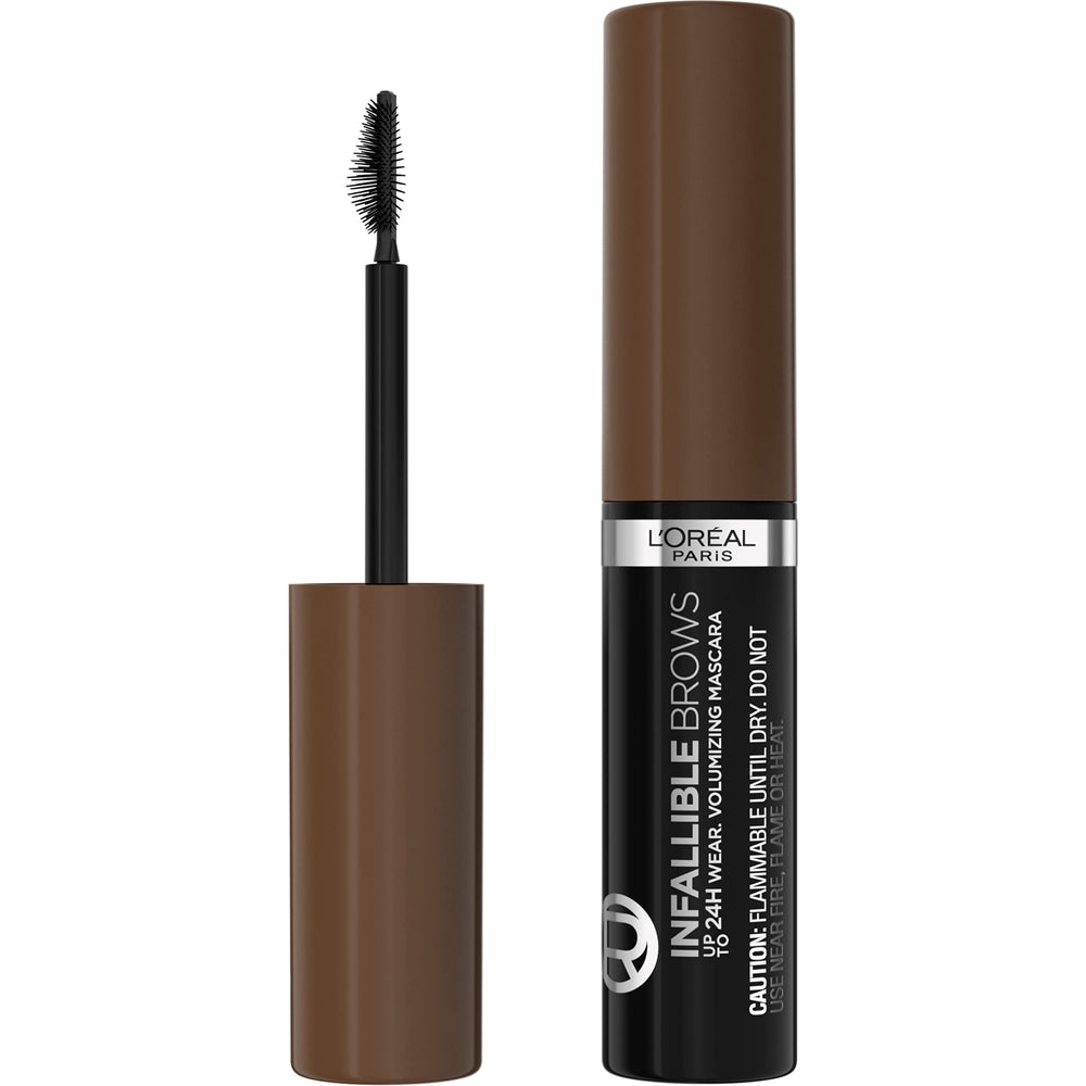 L'Oreal Paris Infallible Brow Mascara brush close-up for volume and density.