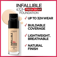 L'Oreal Paris Infallible Fresh Wear application brush demonstrates easy, lightweight application.