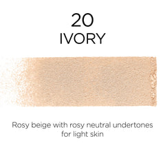 L'Oreal Paris Infallible Fresh Wear Ivory swatch on skin demonstrates natural matte look