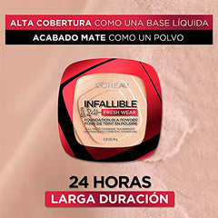 L’Oréal Paris Infallible Fresh Wear foundation powder compact closed, portable for all-day wear.
