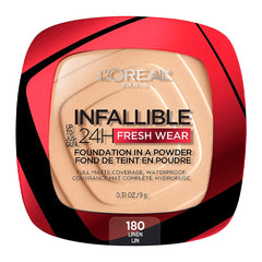 L’Oréal Paris Infallible Fresh Wear foundation powder compact open shows matte finish.