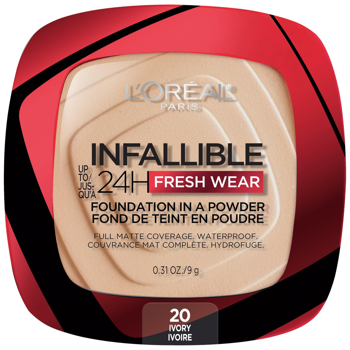L'Oreal Paris Infallible Fresh Wear foundation powder compact shows weightless full-coverage finish