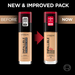L'Oreal Paris Infallible Fresh Wear swatches in Radiant Honey show true color blend.