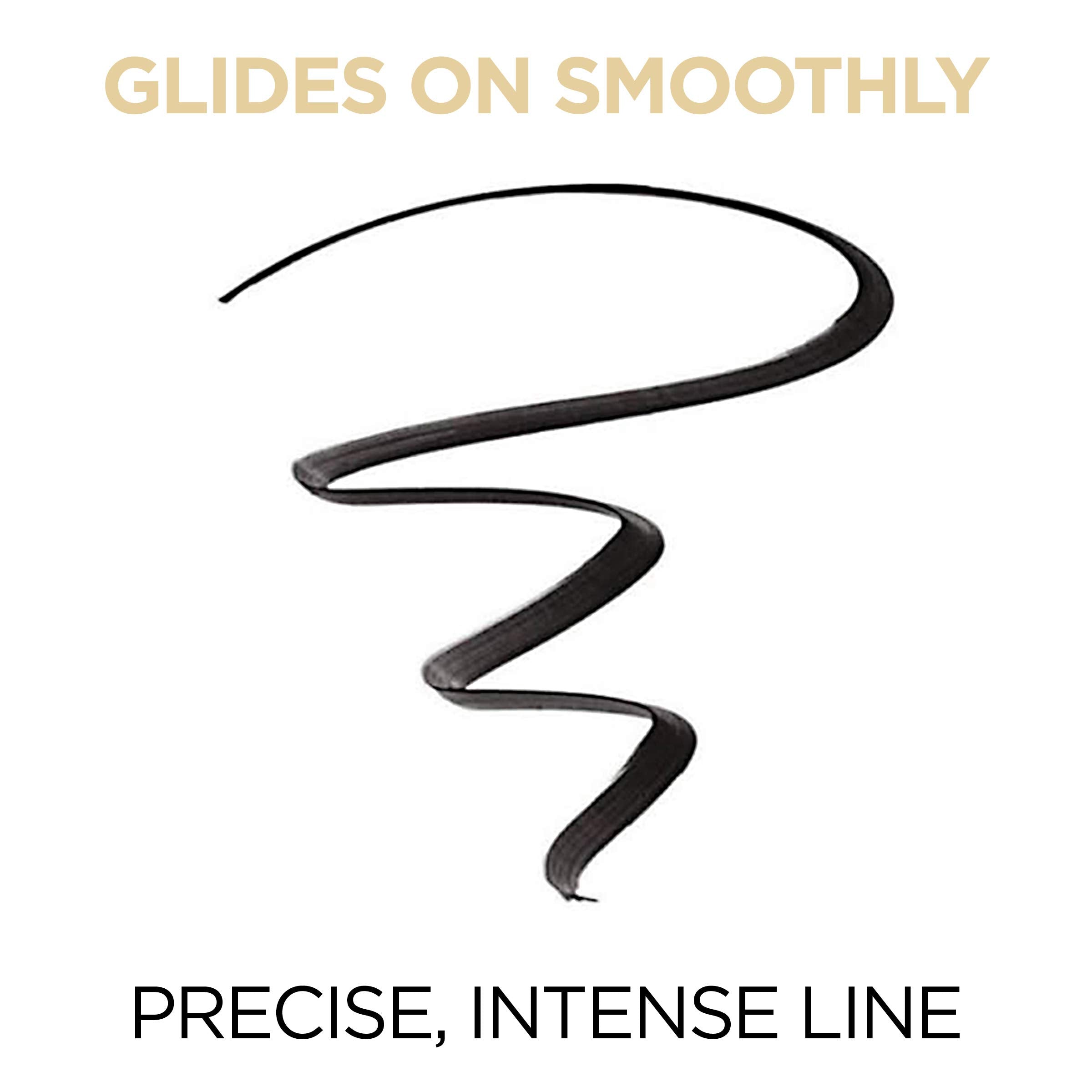 L’Oréal Paris Infallible Lacquer Eyeliner Blackest Black swatch shows glossy payoff.
