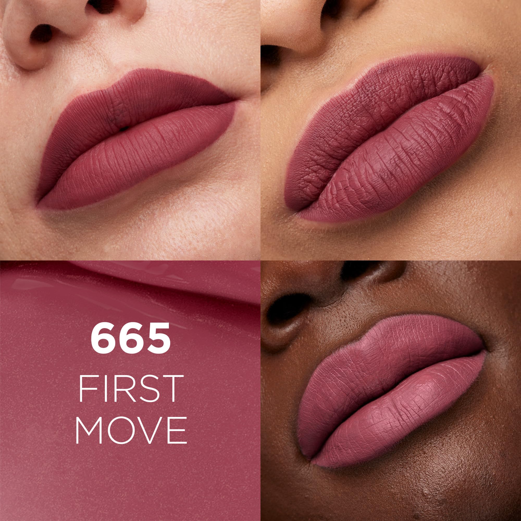 L'Oreal Paris Infallible First Move 665 application centers lips for precise, long-lasting color.