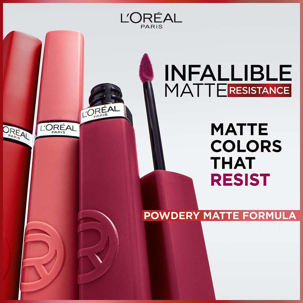 L'Oreal Paris Infallible Matte Resistance applicator demonstrates precise center-to-outside application.