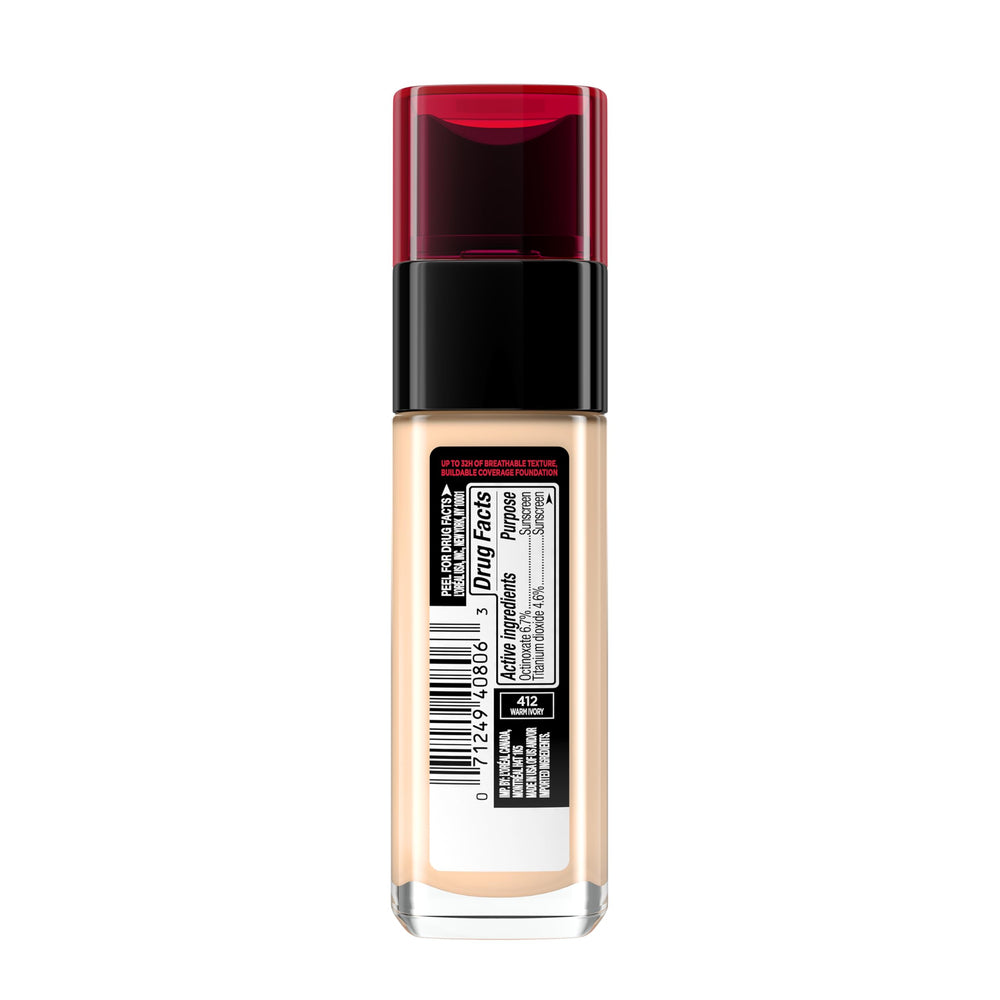 L'Oreal Paris Infallible makeup application on cheek shows natural finish longevity.