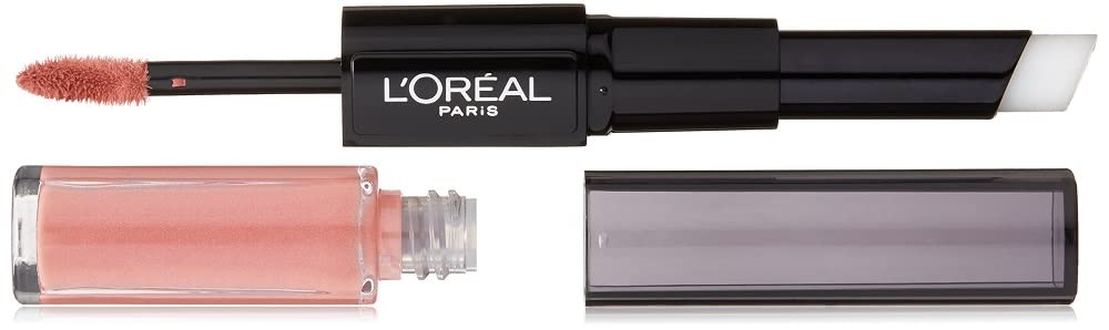 L’Oréal Paris Infallible Pro Last lipstick application steps show long wear.