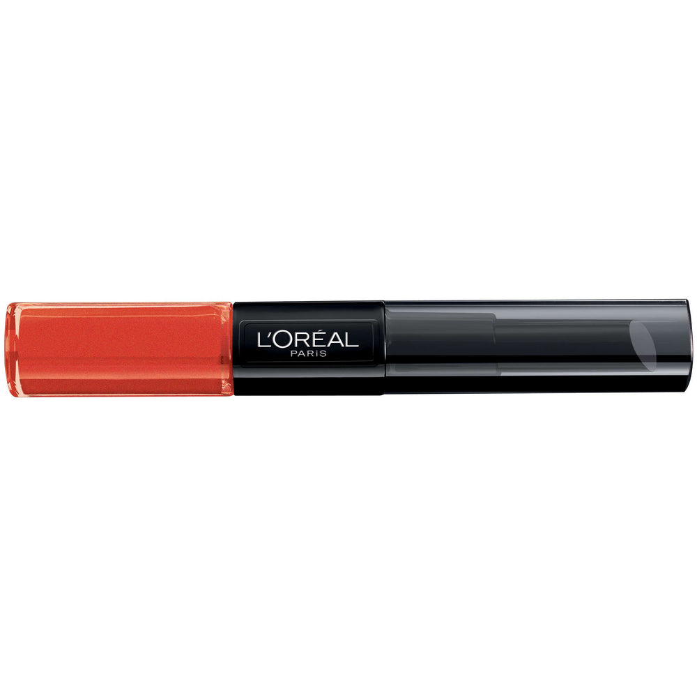 L'Oreal Paris Infallible Pro Last Lipstick color seal balm application demonstrates color-locking benefit.