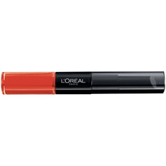 L'Oreal Paris Infallible Pro Last Lipstick color seal balm application demonstrates color-locking benefit.
