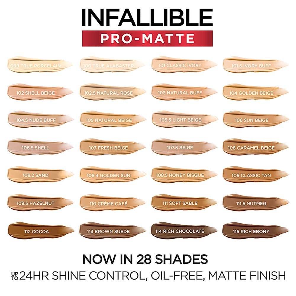 Brush application of L'Oreal Paris Infallible Pro-Matte Foundation Soft Sable for even blend